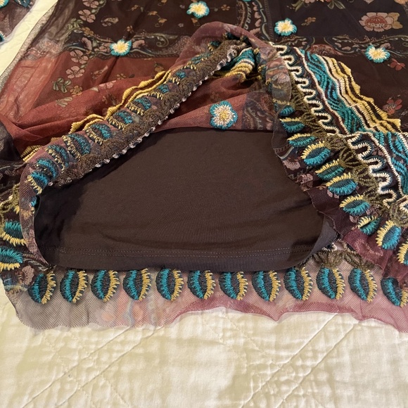 Johnny Was Women Renley Mesh Embroidered Blouse Large Sheer Floral MSRP $305 NWT - Picture 9 of 13